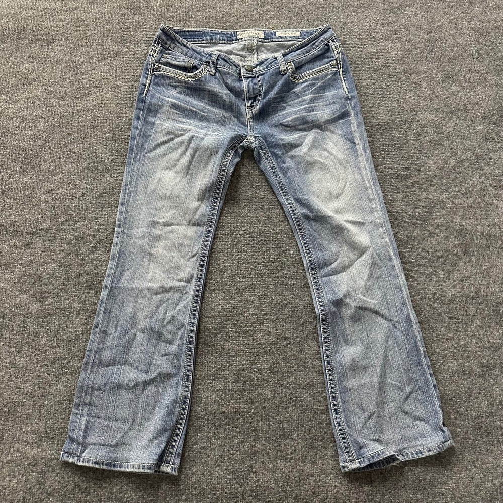 Daytrip Jeans Womens Size 32R Leo Bootcut Light Wash Stretch Embellished Y2K